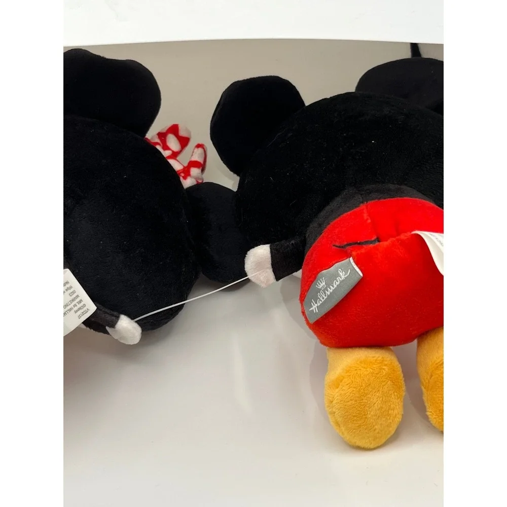 Hallmark Disney Mickey Minnie Mouse Plush Set Heart Valentine Red Black White